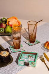 Alamkari India Wooden Rose Strings Coasters - set of 6