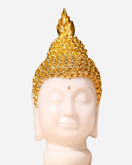 White Buddha Head with Beaded Hair