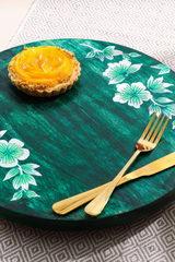 Handpainted Floral 360 Rotating Wooden Platter