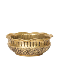 Engraved Metal Urli Bowl with Wavy Edge