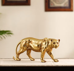 Decorative Golden Polyresin Leopard Figurine (Large)