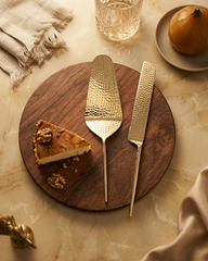 Textured Gold Hammered Cake Server Set – Set of Two