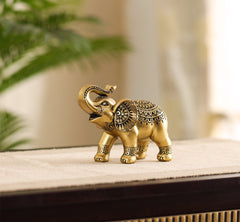 Decorative Small Golden Polyresin Elephant Figurine