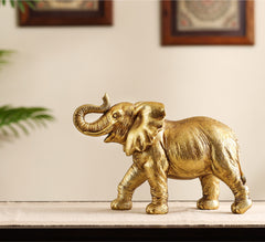 Decorative Golden Polyresin Elephant Figurine (Large)