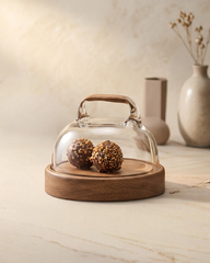 Glass Cloche with Wooden Base