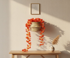 Artificial Hanging Ivy Leaf Garland - 6.6ft Decorative Orange Vine