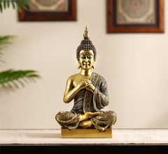 Ornate Joyful Sitting Buddha Figurine (Large)