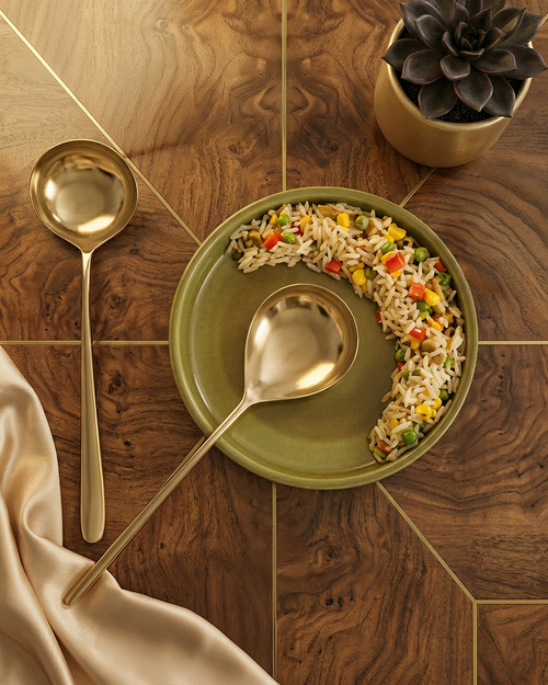 Artisan Gold Hammered Serving Spoon Set – Set of Two
