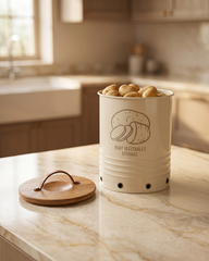 Garlic Storage Bin with Wooden Lid