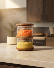 Stackable Glass Storage Jars Set of 2