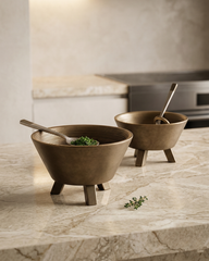 Rustic Tri-Legged Wooden Bowl – Large