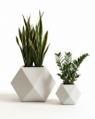Diamond Fiberglass Planter – Matte White