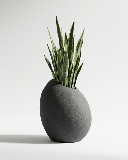 Patato-C Fiberglass Planter – Grey Granite | Sculptural Vertical Statement