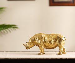 Decorative Gold Polyresin Rhinocerous Figurine