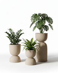 Drum Fiberglass Planter – Natural Stone Finish