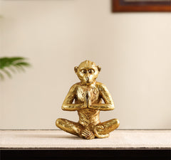 Decorative Golden Polyresin Meditating Monkey Figurine