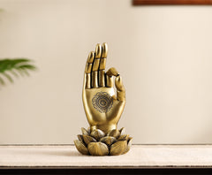 Decorative Golden Buddha Lotus Palm Showpiece