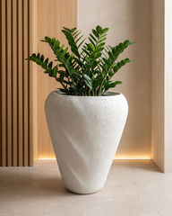 Aurelia Twist Fiberglass Planter – Ivory Sand Textured Finish