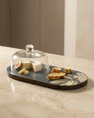 Elegant Glass Cloche with Wooden Platter