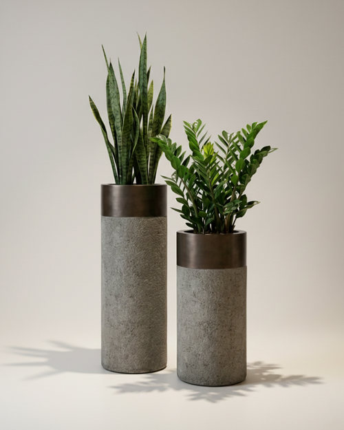 Daisy Fiberglass Planter – Stone Grey