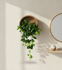 Artificial Hanging Money Plant Bush with Velvet Green Leaves - 3.3 Feet