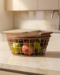 Tapered Twin Wire Basket with Wooden Lid