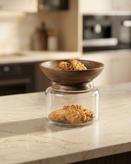 Glass Cloche with Wooden Bowl Base