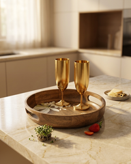 Classic Circular Wooden Serving Tray