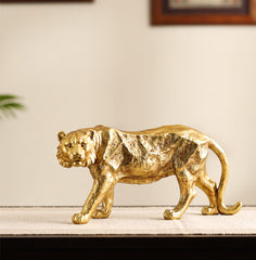 Decorative Gold Polyresin Tiger Figurine (Large)