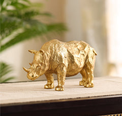 Decorative Gold Polyresin Rhinocerous Figurine