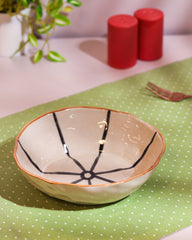 Hand-Painted Abstract Line Ceramic Bowl