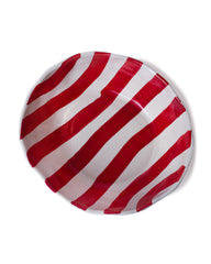 Hand-Painted Red Striped Ceramic Bowl