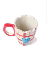 Hand-Painted Gingham Tulip Mug