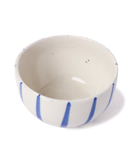 Hand-Painted Blue Striped Ceramic Bowl Set