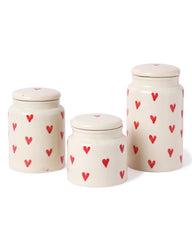 Hand-Painted Heart Ceramic Jar