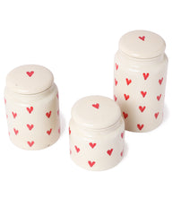 Hand-Painted Heart Ceramic Jar