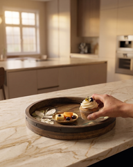 Elegant Wooden Round Serving Tray