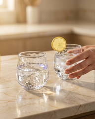 Modern Curved Glass Tumbler Set of 2