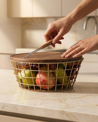 Tapered Twin Wire Basket with Wooden Lid