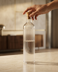 Elegant Ribbed Glass Water Bottle