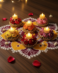 Set of 6 Assorted Floral Tealight Holders