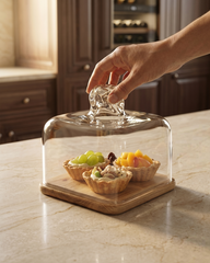 Elegant Glass Cloche with Square Wooden Base