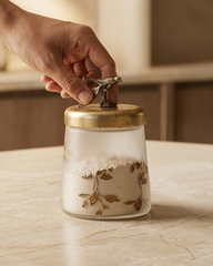 Frosted Glass Storage Jar with Wooden Lid