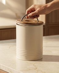 Potato Storage Bin with Wooden Lid