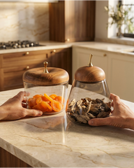 Pear & Apple Glass Storage Jars Set of 2