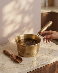 Traditional Brass Tea Pan with Wooden Handle