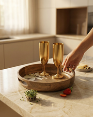Classic Circular Wooden Serving Tray