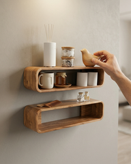 Modern Boxy Wooden Wall Shelf