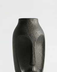 Aura Face Sculpt Fiberglass Planter – Matte Black Textured Finish