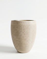 Vera Ribbed Fiberglass Planter – Desert Stone Textured Finish